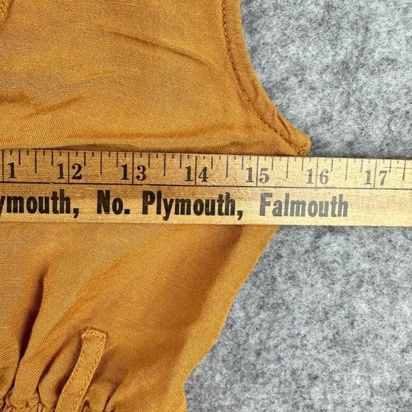 Anthropologie Maeve Luana Romper Women 0 Golden Linen Blend Boho Pockets NO BELT - Picture 11 of 16